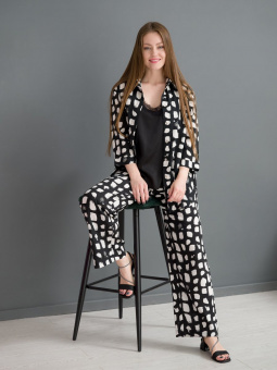 Штапельные, свободные, прямые брюки черные